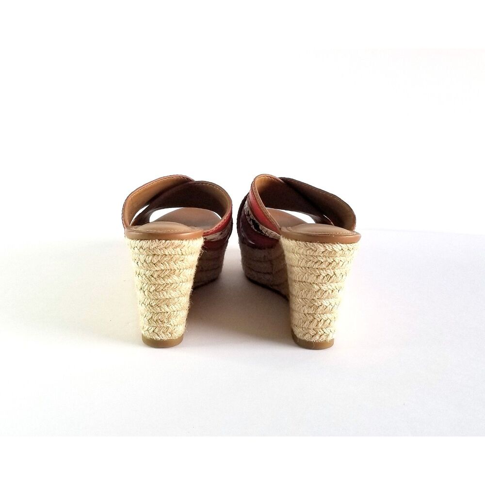 COACH Florentine Espadrille Wedge Sandals Sz 6 Red Tan Snake Print Platform - Picture 8 of 12